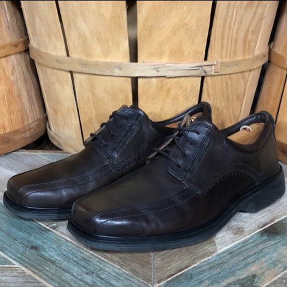 Clarks Unstructured Un Kenneth Way Dark Brown Leather Oxfords Mens Size 9.5 WIDE - Picture 3 of 10